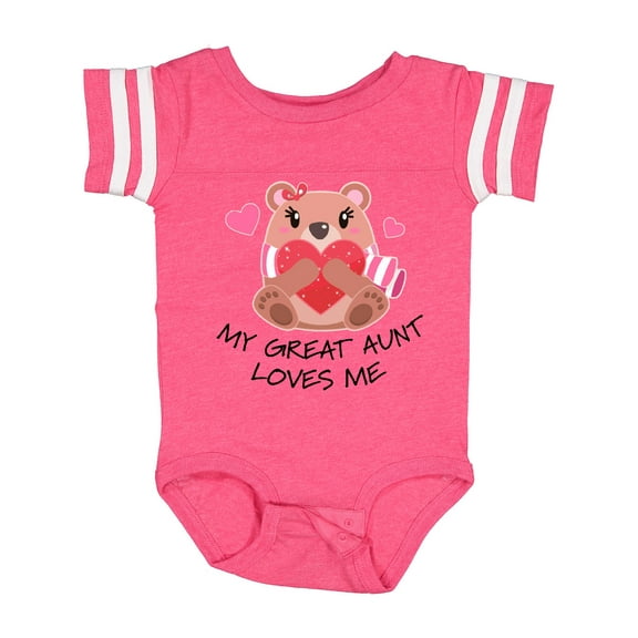 Inktastic My Great Aunt Loves Me Bear and Hearts Boys or Girls Baby Bodysuit