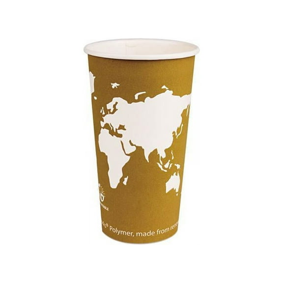 Eco-Products World Art Disposable Hot Coffee Cup, Eco-Friendly Compostable PLA Lined Take Out Paper Cup, 20 fl oz, Case of 1000
