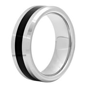 Men's Tungsten and Resin 8MM Beveled Edge Wedding Band - Mens Ring