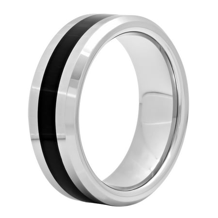 Men's Tungsten and Resin 8MM Beveled Edge Wedding Band - Mens Ring