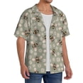 thumbnail image 2 of Fuzoiu Bees And Chamomile Print Men's Casual Short,Men's Short Sleeve Shirt,Mens Casual Button Down Shirts,Cuban Collar Summer Shirt for Beach, Vacation, and Outdoor Activities-3X-Large, 2 of 5