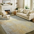 thumbnail image 2 of Noahas Washable Wool Abstract Area Rug for Living Room Bedroom ,Upgraded TRP Non-Slip Backing ,Low Pile Indoor Decorative Rug ,Beige and Yellow ,4' x 6', 2 of 7
