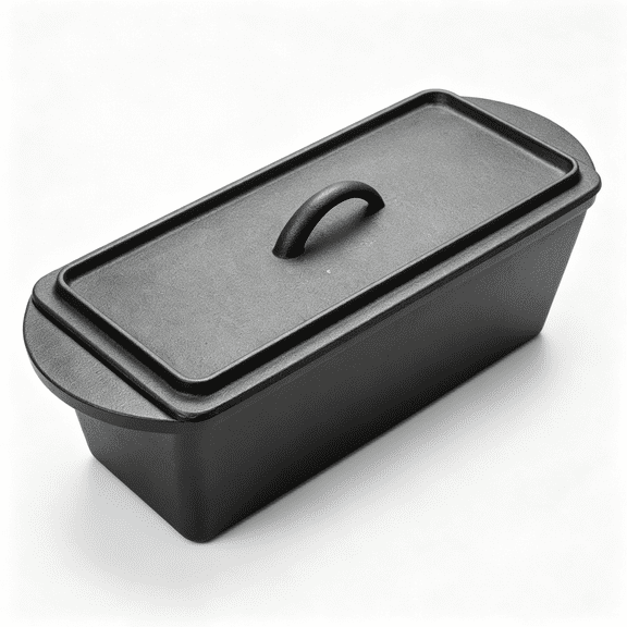 BPPEG Pre-Seasoned Cast Iron Dutch Oven with Lid,Rectangular Bread Pan for Baking Homemade Loaves,Oven Safe