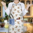 thumbnail image 6 of White Highland Cow Leaf Pattern Apron-Garden Aprons for Women with Pockets-Cotton Linen Waterproof Kitchen Cooking Gardening Aprons Adjustable for Kitchen,Cooking,BBQ and Salon 33x27 Inch, 6 of 7