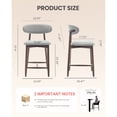 thumbnail image 4 of EOP Upholstered Counter Height Bar Stools with Back, Modern Kitchen Island Stools, Wood Leg Bar Chairs for Kitchen Island, Dining Room, or Bar Counter, Light Gray, 4 of 7