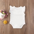 thumbnail image 4 of Douhoow Baby Girls Summer Sleeveless Romper Infant Solid Color Round Collar Ruffle Jumpsuit, 4 of 8