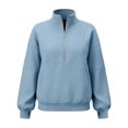 thumbnail image 6 of Hoodies for Women Half Zip Drawstring Solid Color Long Sleeve Pullover Hooded Sweatshirt Winter Casual Sport Tops, 6 of 7