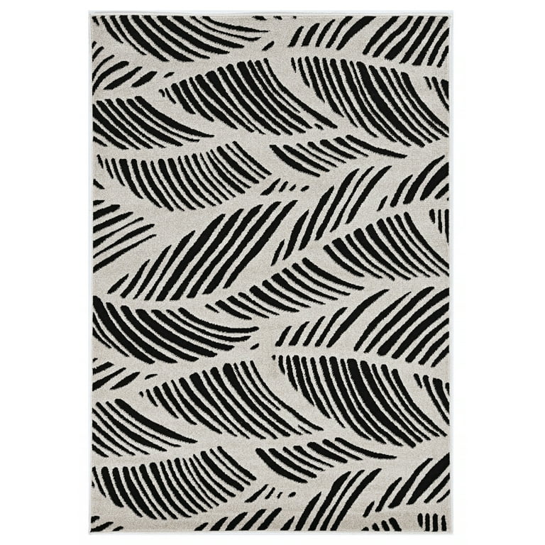 2'X4' Black White Machine Woven Uv Treated Tropical Palm Leaves Indoor Outdoor Accent Rug 2'X4' Black White Machine Woven Uv Treated Tropical Palm Leaves Indoor Outdoor Accent Rug