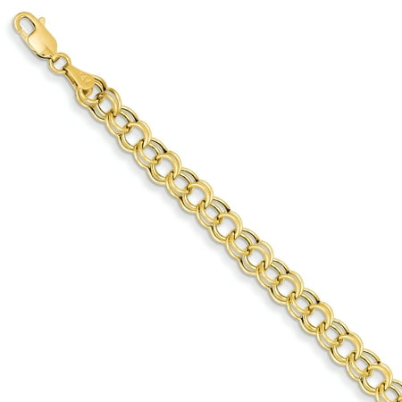 14kt Yellow Gold Double Link Charm Bracelet 7 Inch Fine Jewelry Ideal Gifts For Women Gift Set From Heart