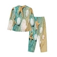 thumbnail image 2 of Uemuo Starfish And Seashell Pattern Womens Pajama Sets,PJ Set for Women,Pajamas for Women Logo,Long Sleeve Pajama Set for Women,Soft Long Sleeve Top With Pants-X-Large, 2 of 9