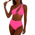 thumbnail image 4 of cocolona Womens One-shoulder Bikini Sets Summer Cute Solid Color Two Piece Swimsuits Vacation Beach Swimwear, 4 of 6