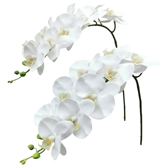 ZULAR 2Pcs Artificial Orchid Stems Flowers Real Touch Faux Phalaenopsis Branches 8 Large Blooms Real Touch Flowers,29 Inches