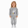 thumbnail image 3 of TOWED22 Baby Girl Clothes Fall Winter Toddler Outfits for Girls Graphic Shirt Tops Flare Joggers Pants Girls Clothing Set,Grey,2-3 Y, 3 of 8