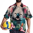 thumbnail image 4 of Koala Men's Short Sleeve Poplin Shirt - Casual Printed Button Down Short Summer Beach Shirts Unisex940, 4 of 6