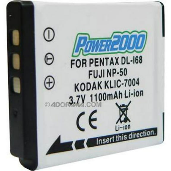 Power2000 NP-50/KLIC-7004/D-Li68 3.7V 1100mAh Rechargeable Lithium-Ion Battery for Fujifilm, Pentax & Kodak Digital Cameras