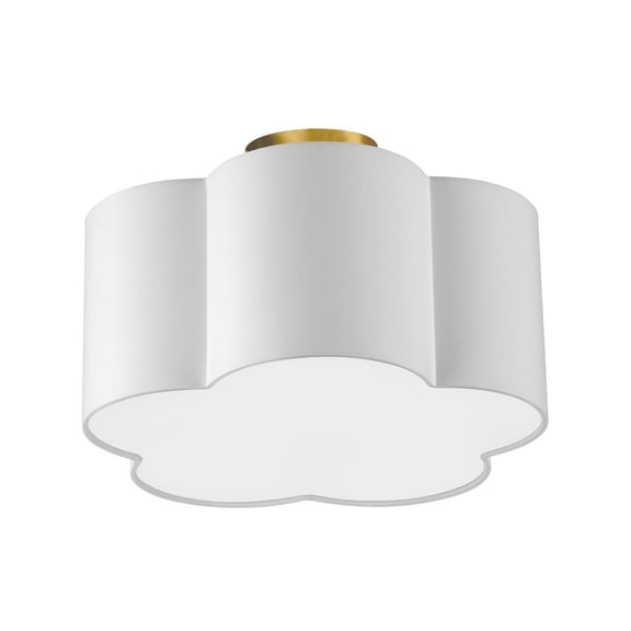 PLX-152FH-AGB-WH Dainolite Phlox - 3 Light Flush Mount-Aged Brass Finish-White Shade Color