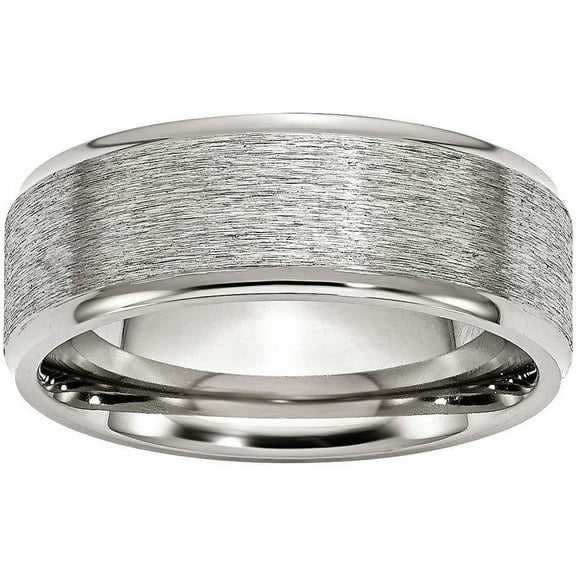 Stainless Steel Ridged Edge 8mm Brushed and Polished Band