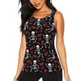 thumbnail image 1 of Balery Skeleton with Roses Camiseta sin mangas estampada ligera para mujer, tops de entrenamiento sin mangas, camisetas de yoga transpirables de secado rápido.-Medium, 1 of 7