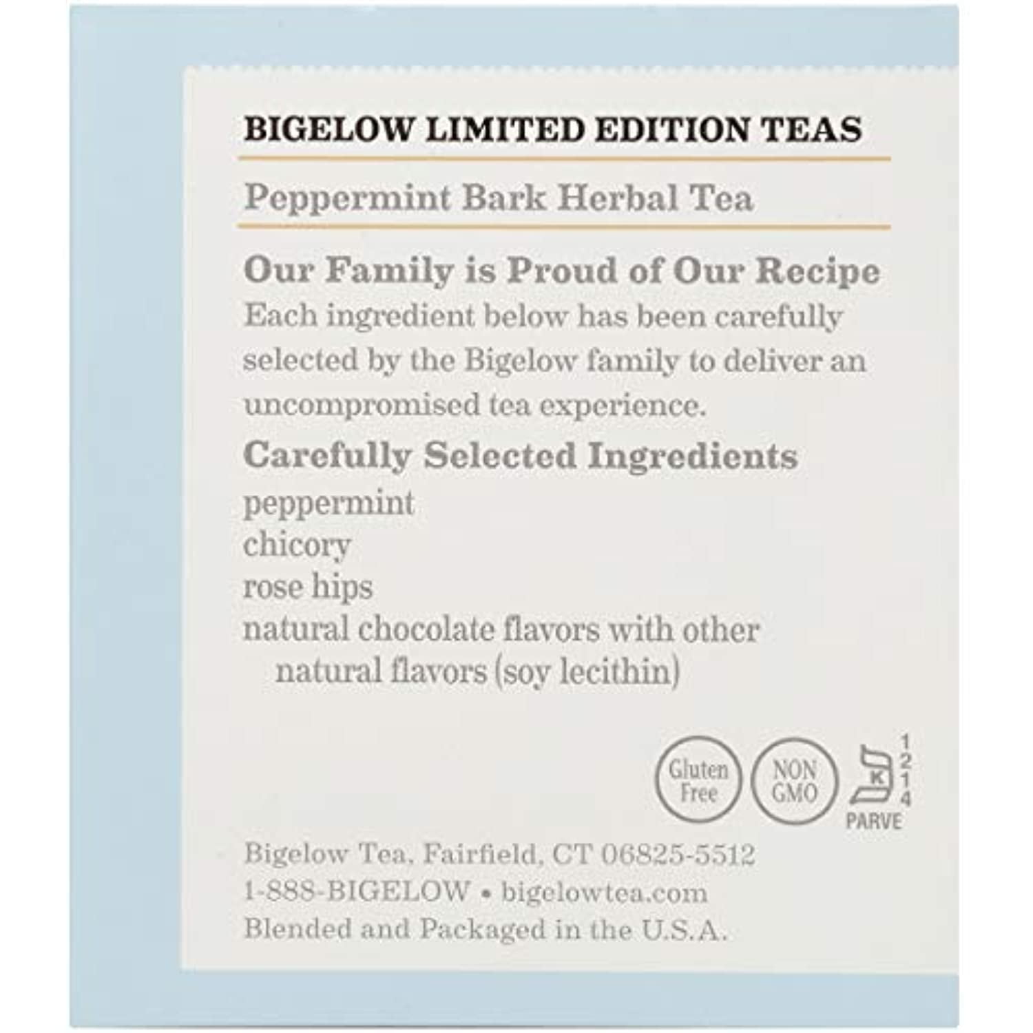 Bigelow Peppermint Bark Herbal Tea Bags, 18 Count Box (Pack Of 6) Caffeine Free Herbal Tea, 108 Tea Bags Total