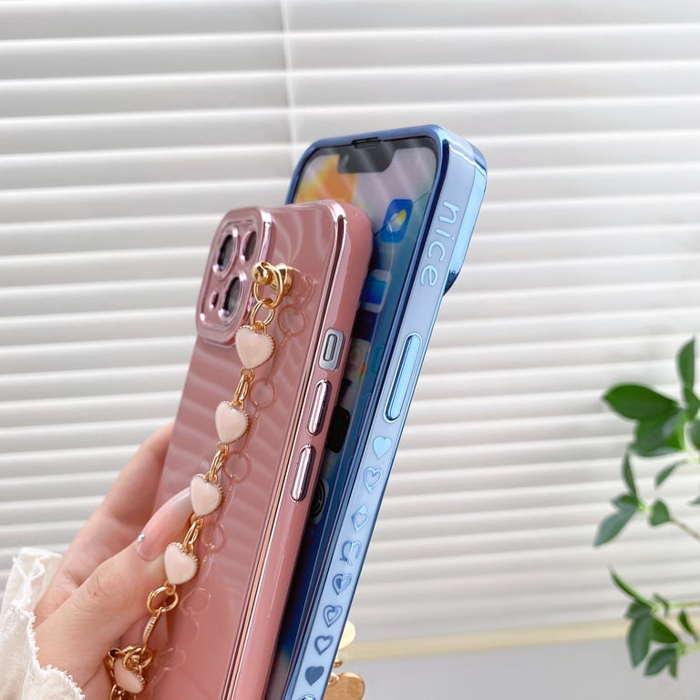 Cute iPhone 13 Pro Max Case with Heart Strap Bracelet Chain