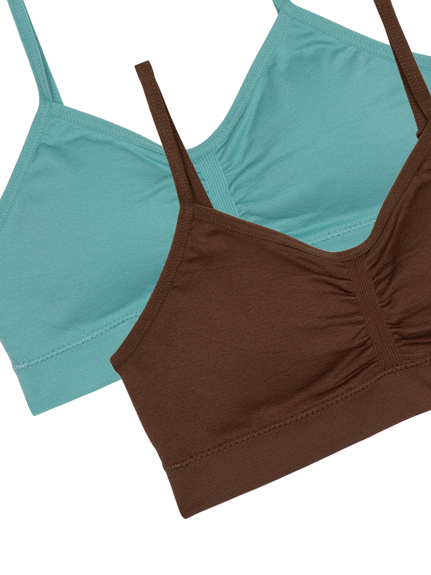 Wonder Nation Girls' Seamless Ruched Recycled Bra, 2-Pack, Sizes XS-2XL