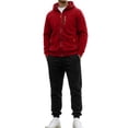 thumbnail image 2 of Men's Hoodie and Sweatpants Set 2 Piece Track Suit Fall Winter Casual Outfit with Hooded Sweatshirt and Jogger Pants With multiple pockets Red L, 2 of 5