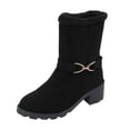 thumbnail image 2 of LSLJS Women's Large Size Leopard Print with Fleece Ankle Boots Chunky Heels and Bare Boots, 2 of 5
