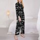 thumbnail image 3 of Fotbe Travel The World Conjunto de Pijama de Manga Larga para Mujer con Estampado, Ropa de Dormir de 2 Piezas, Conjunto de Casa Suave y Cómodo con Bolsillos-Small, 3 of 7
