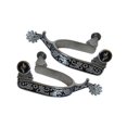 thumbnail image 1 of 2x Éperons Anti-Rouille Style Western pour Équipements de Compétition Noir Argent, 1 of 8