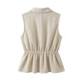 thumbnail image 7 of Favoffer Women's Linen Tank Top Solid Color Button Design Peter Pan Collar Sleeveless Casual Summer Blouse Shirt for Daily Wear, 7 of 7