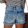 thumbnail image 4 of Women's Cut Off Denim Jean Shorts Ripped Distressed Women Fashion Casual Summer Cool Women Denim Booty Shorts High Waist Distressed Hole Solid Color Jeans Shorts, 4 of 7