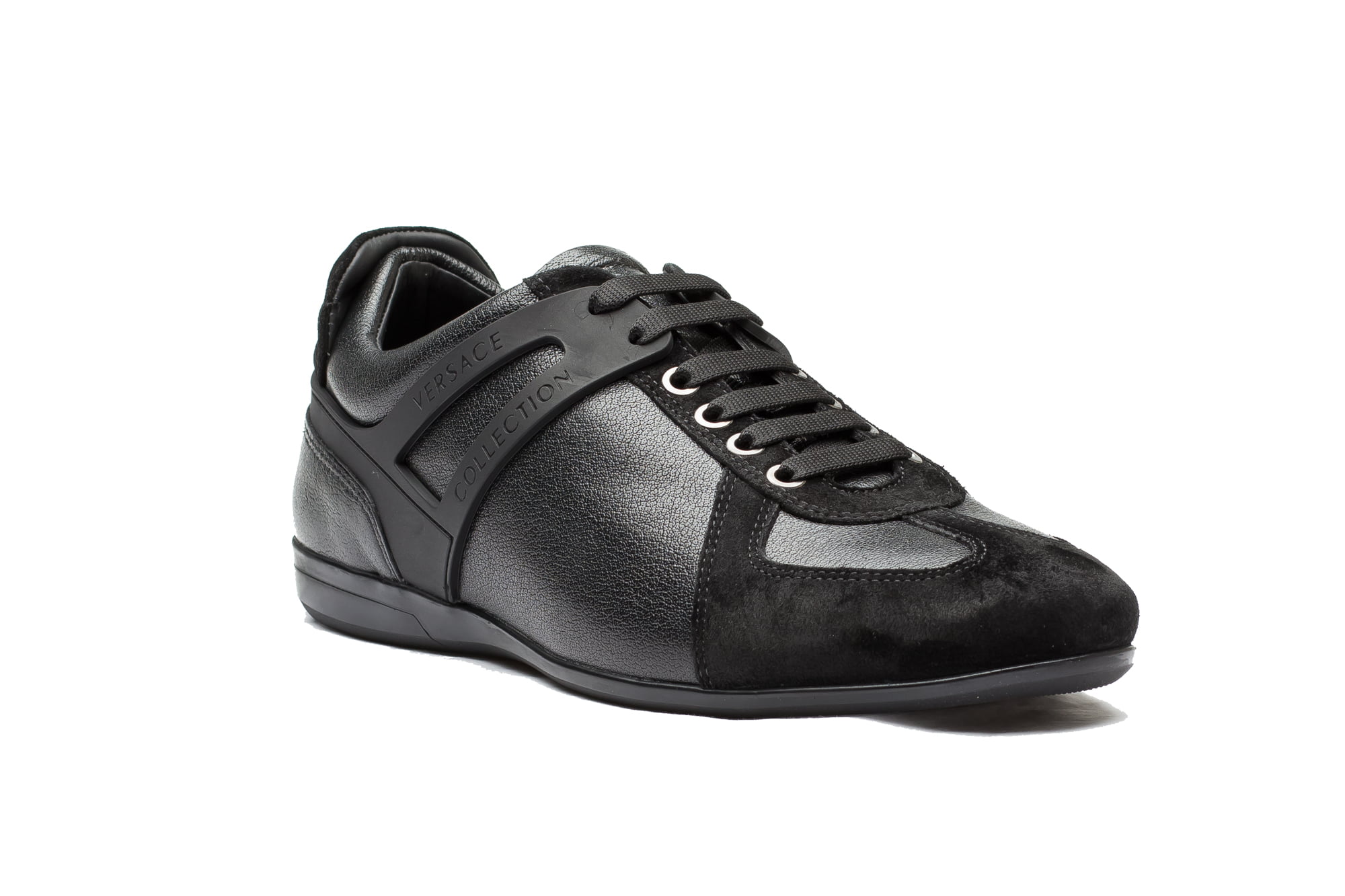 Versace - Versace Men's Leather Suede Low Top Sneakers Shoes Black ...
