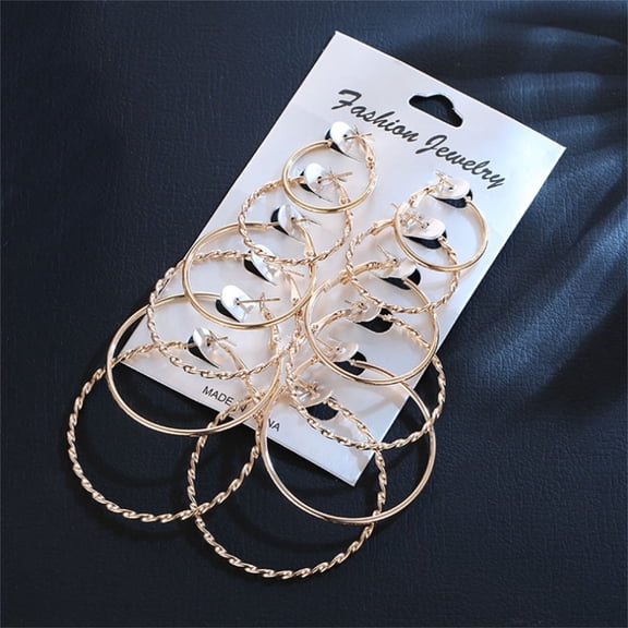 QIQUWOHUL 6 Pairs/set Oversized Huge Hoop Earrings For Women Exaggerated Sexy Smooth Big Circle Earing Party Gift