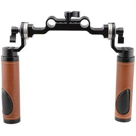 UPC: 0619125206268 | ARRI-Style Leather Rosette Handle Grip and 15mm Rod Clamp Railblock for DSLR Handle Shoulder Rig  Brown  2-Pack