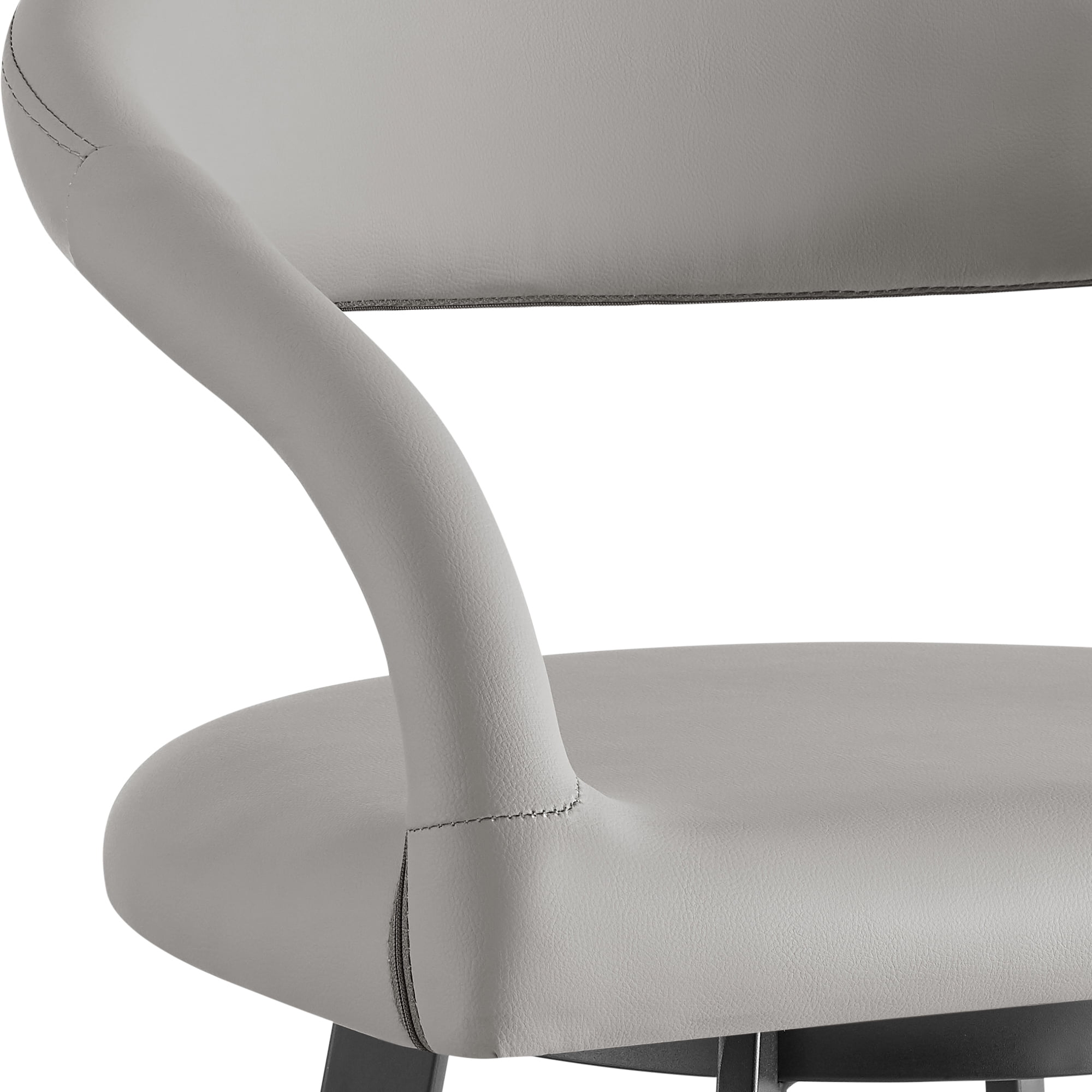 Ramona 30" Swivel Bar Stool with Matte Black Iron and Light Gray Faux Leather