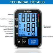 RENPHO Upper Arm Blood Pressure Monitor, Automatic Digital BP Machine Blood Pressure Cuffs with Speaker, FSA Eligible, Large Cuff, LCD Display, 2 Users, 240 Recordings for Home Mother and Father