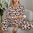 thumbnail image 6 of Salouo A Rooster With Chickens Pattern Women's Pajamas Set Long Sleeve Button Down Sleepwear Soft Pj Lounge Sets for women 2 Piece Pjs Set with Long Pants-Medium, 6 of 7
