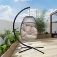 thumbnail image 1 of Swing Egg Chair,Rattan Hanging Egg Chairs Hammock with C Type Bracket,for Outdoor Indoor Unisex, 1 of 7