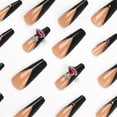 thumbnail image 3 of 24pcs Long Coffin False Nails French Tip Stick on Nails Black Tip Press on Nails Rhinestone Removable Glue, 3 of 5
