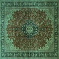 thumbnail image 1 of Ahgly Company Indoor Square Medallion Turquoise Blue Traditional Area Rugs, 6' Square, 1 of 4