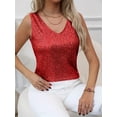 thumbnail image 5 of Women's Sequin V-Neck Tank Top Party Style Sleeveless Top, 5 of 5