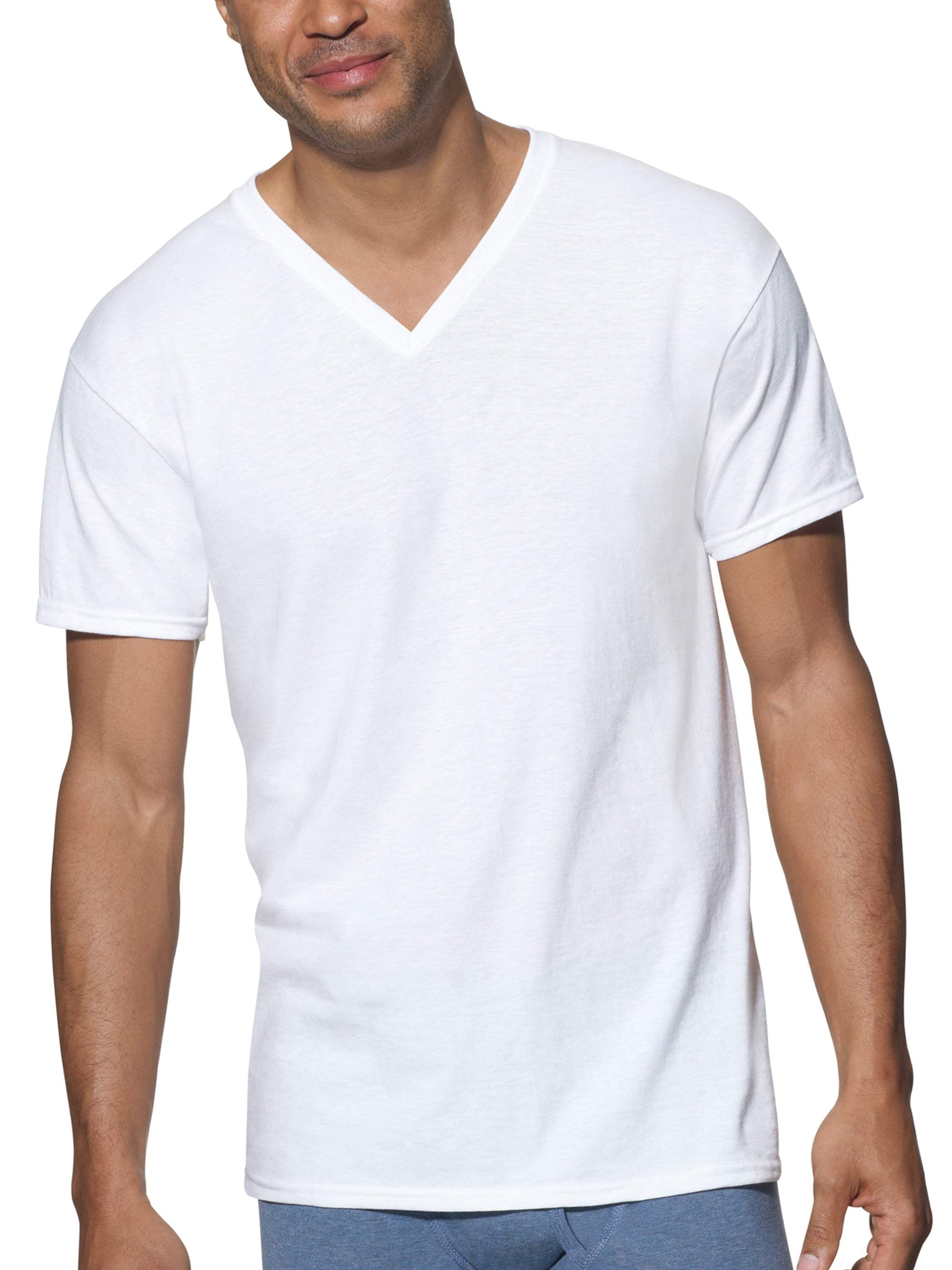 777 HANES Men's White V-Neck T-Shirts Undershirts 3 Pack