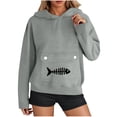 thumbnail image 5 of XPMWRP Cute Cat Sweatshirt for Women Casual Graphic Hoodie Fashion Animal Print Long Sleeve Pullover Oversized Tops Gray XXL, 5 of 8