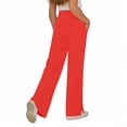 thumbnail image 4 of Pantalones de yoga de longitud completa para niños, de color sólido, con cintura elástica, con bolsillos y elásticos, de poliéster para adultos., 4 of 7