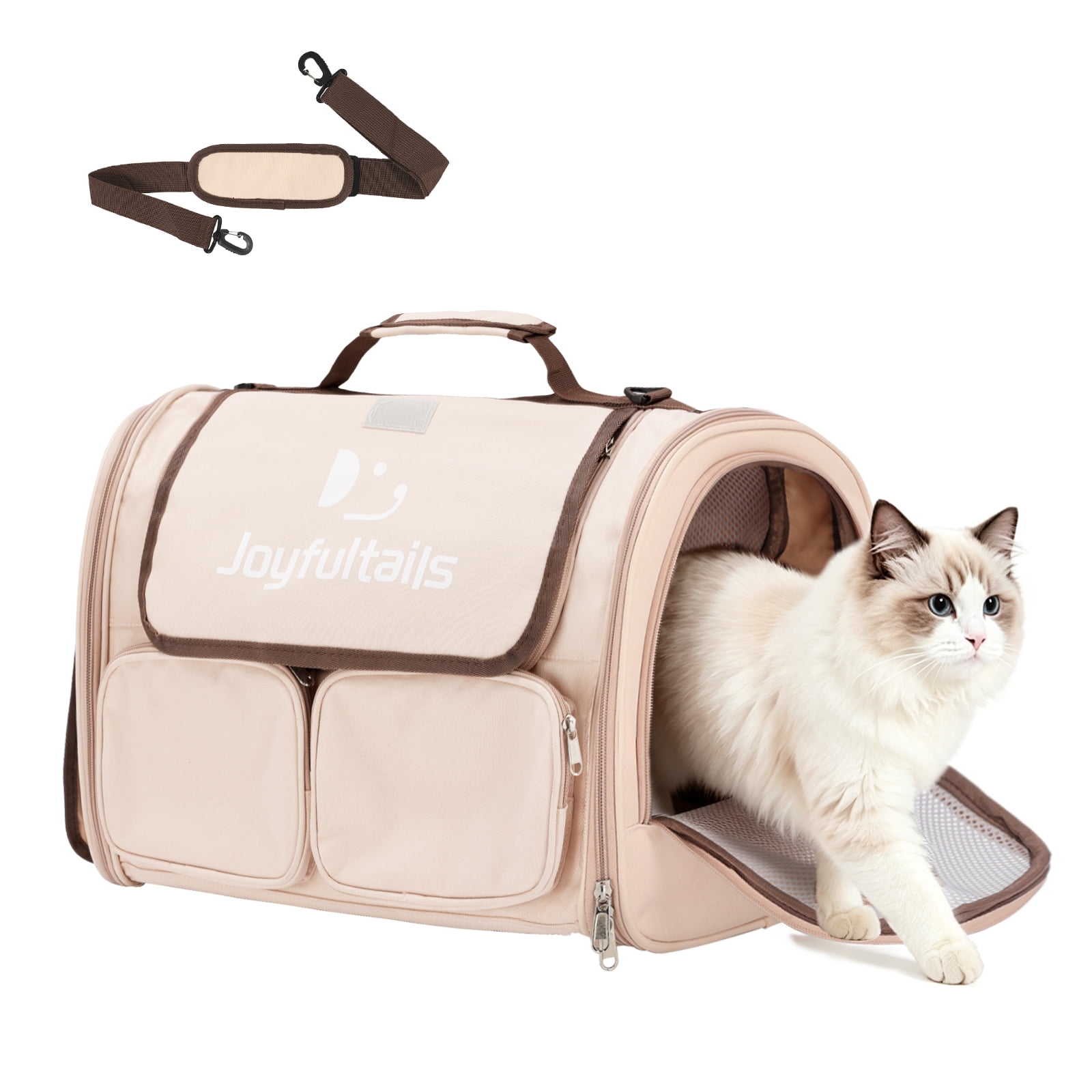 Cat carrier soft-sided pet carrier lightweight and breathable escape-proof with adjustable shoulder straps and padding suitable for home outdoor and travel use