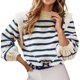thumbnail image 1 of Gibobby SuéTer Para Mujeres Suéter de punto sexy con cuello redondo y mangas a de otoño e invierno para mujer(Azul,M), 1 of 5