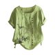 thumbnail image 1 of Playera de manga corta Casual Gibobby con estampado hojas retro para mujer, 1 of 3