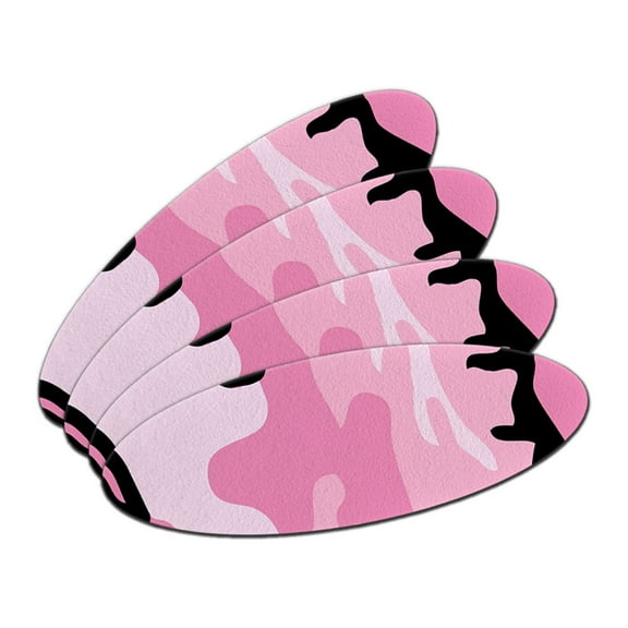 Pink Camouflage Army Soldier Double-Sided Oval Nail File Emery Board Set 4 Pack