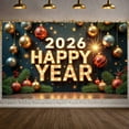 thumbnail image 3 of Gold Letter Happy Year Banner Festive Ornament 2026 New Year Display Red Gold Ball Sparkler Firework Festive Backdrop for New Year Party Holiday Celebration Indoor Decoration, 3 of 9