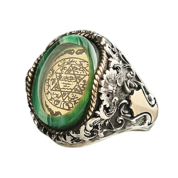 Roarsilver Seal of Solomon-Star of David Ring-Handmade Mens Ring-Agate Stone Ring-Signet Ring Mens-Jewelry Gift For Mens-Silver Rings for Men-Agate Wedding Ring | 5